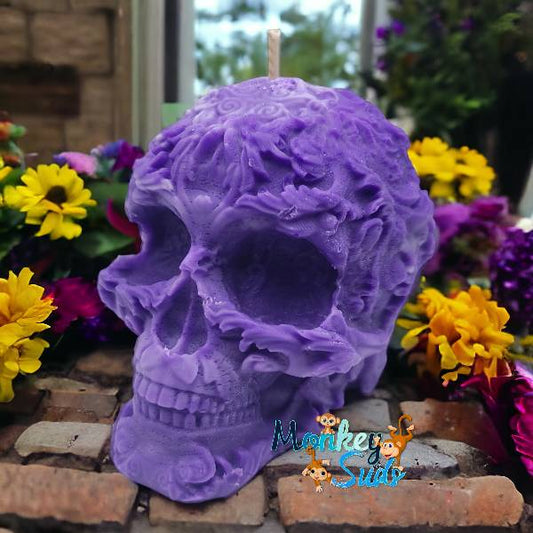 Angelica Flower Skull Candle