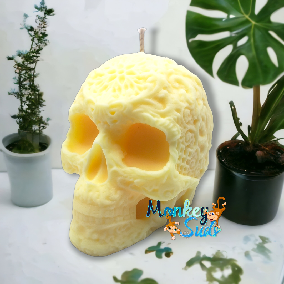 Pineapple Jasmine Tribal Skull Candle